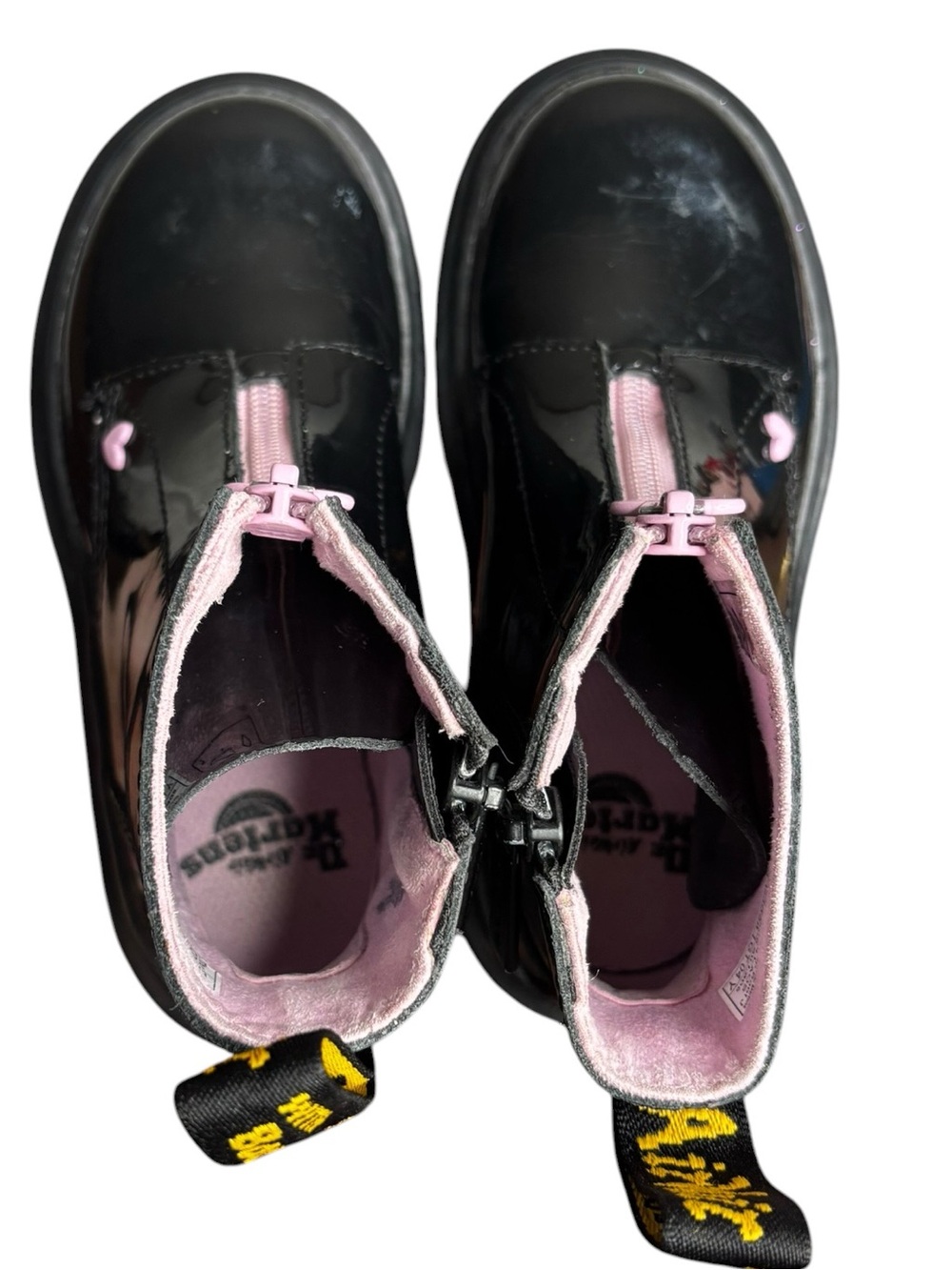 Dr Martens Junior Heart Nappa Patent Leather Pull on Zipper Boots Little Girl 11 - Picture 5 of 11